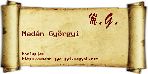 Madán Györgyi névjegykártya